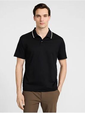 Kenneth Cole New York Black Polo with White Contrast Piping